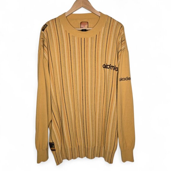 Vintage Y2K Akademiks Striped Sweater Men's Lightweight Embroidered Spellout XXL - Picture 3 of 8